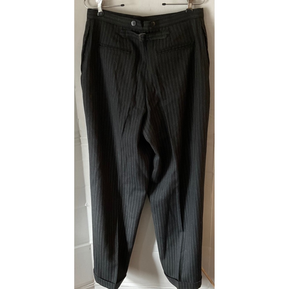 Ralph Lauren Country Womens 10 Wool Pinstripe Trousers black High Rise vintage - Picture 12 of 13